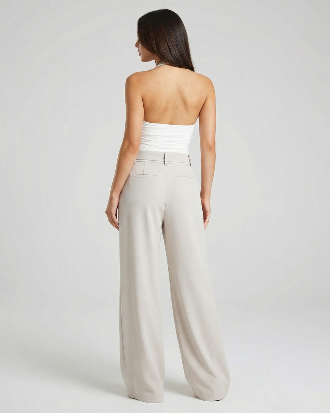 Sienna | Self-Tie Belted High-Waist Pleated Wide-Leg Trousers