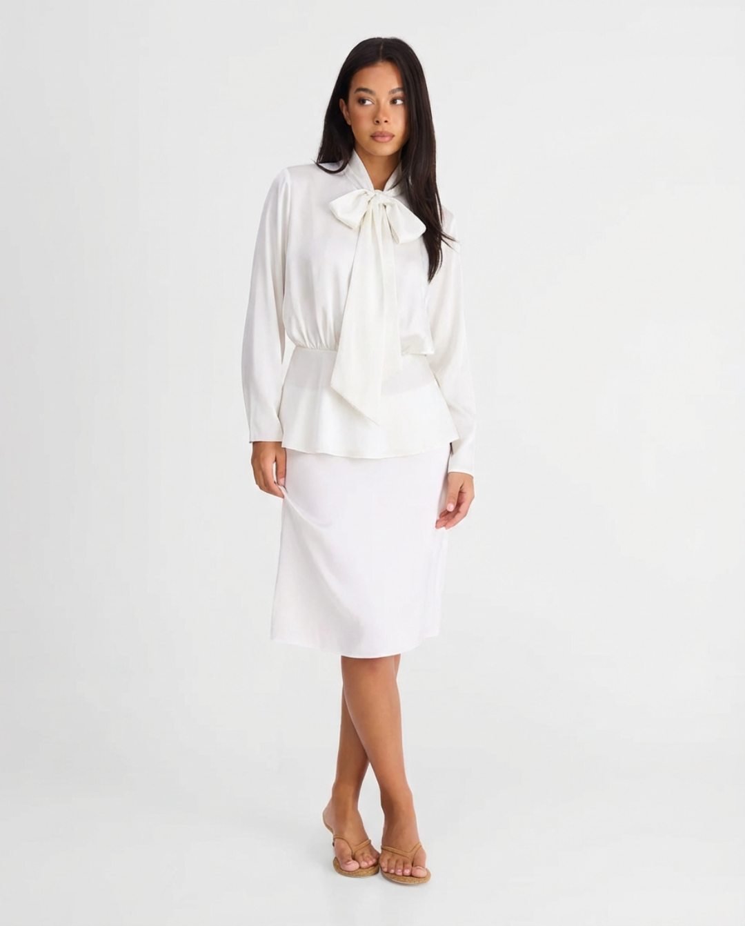Greta | Elegant Midi Dress White