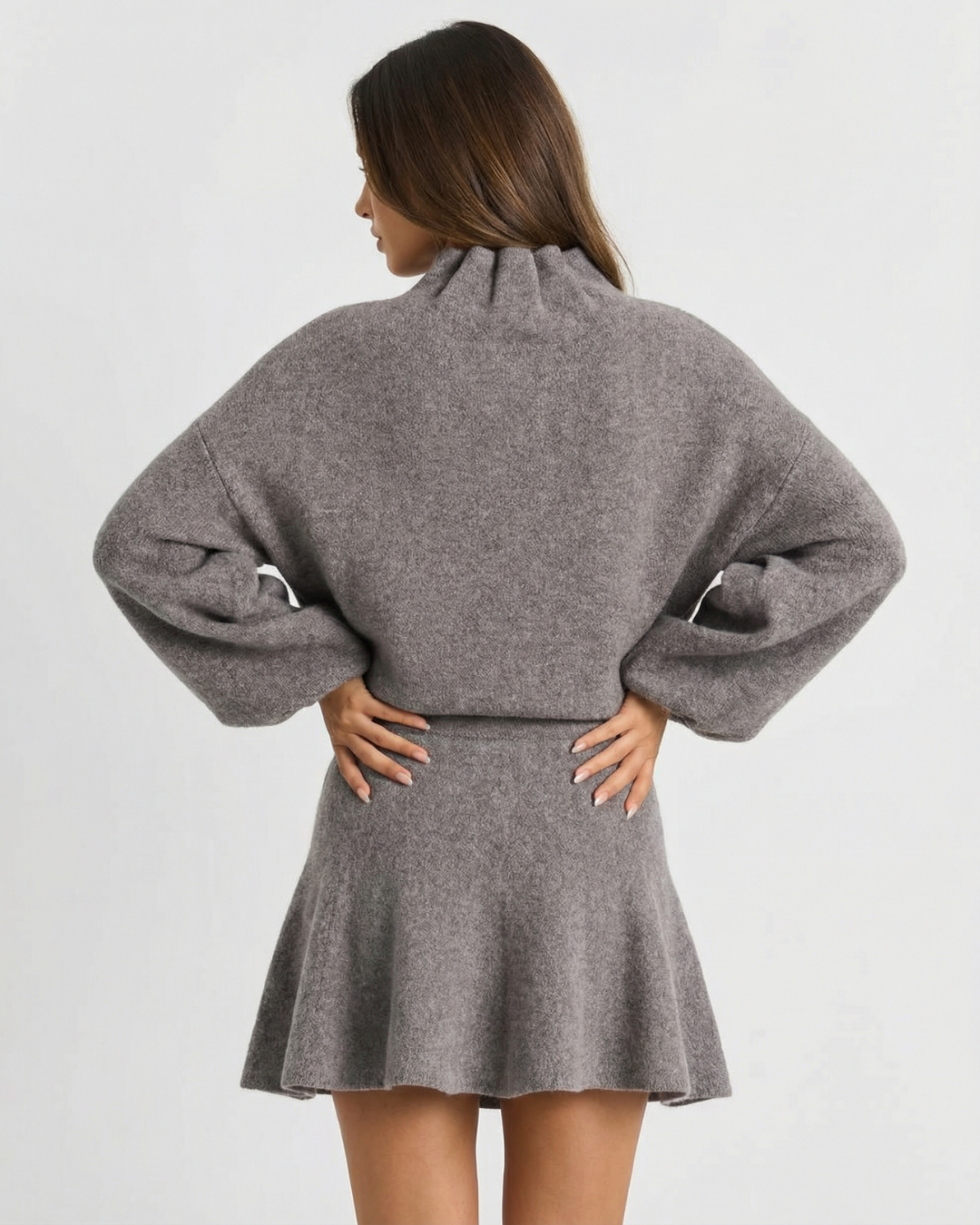 Poppy | Brushed Knit Cropped Bomber Mini Skirt Co-ord Set