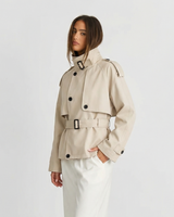 Nancy | Cropped Trench Coat with Stand Collar