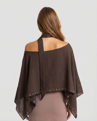 Sara | Choker Neck Cut-Out Studded Asymmetric Hem Sheer Crop Top