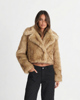 Eden | Cropped Wrap-Front Faux Fur Jacket