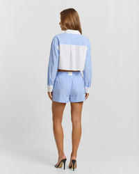 Eva | Striped Cotton Cropped Top Shorts Co-ord Set