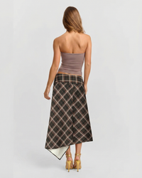 Holly | Plaid Asymmetric A-Line Midi Skirt