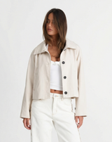 Lily | Cream Cropped Button-Front Jacket
