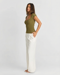 Grace | Ribbed Knit Sweetheart Crop Top