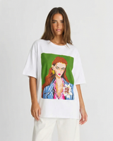 Ava | White Oversized Graphic Tee