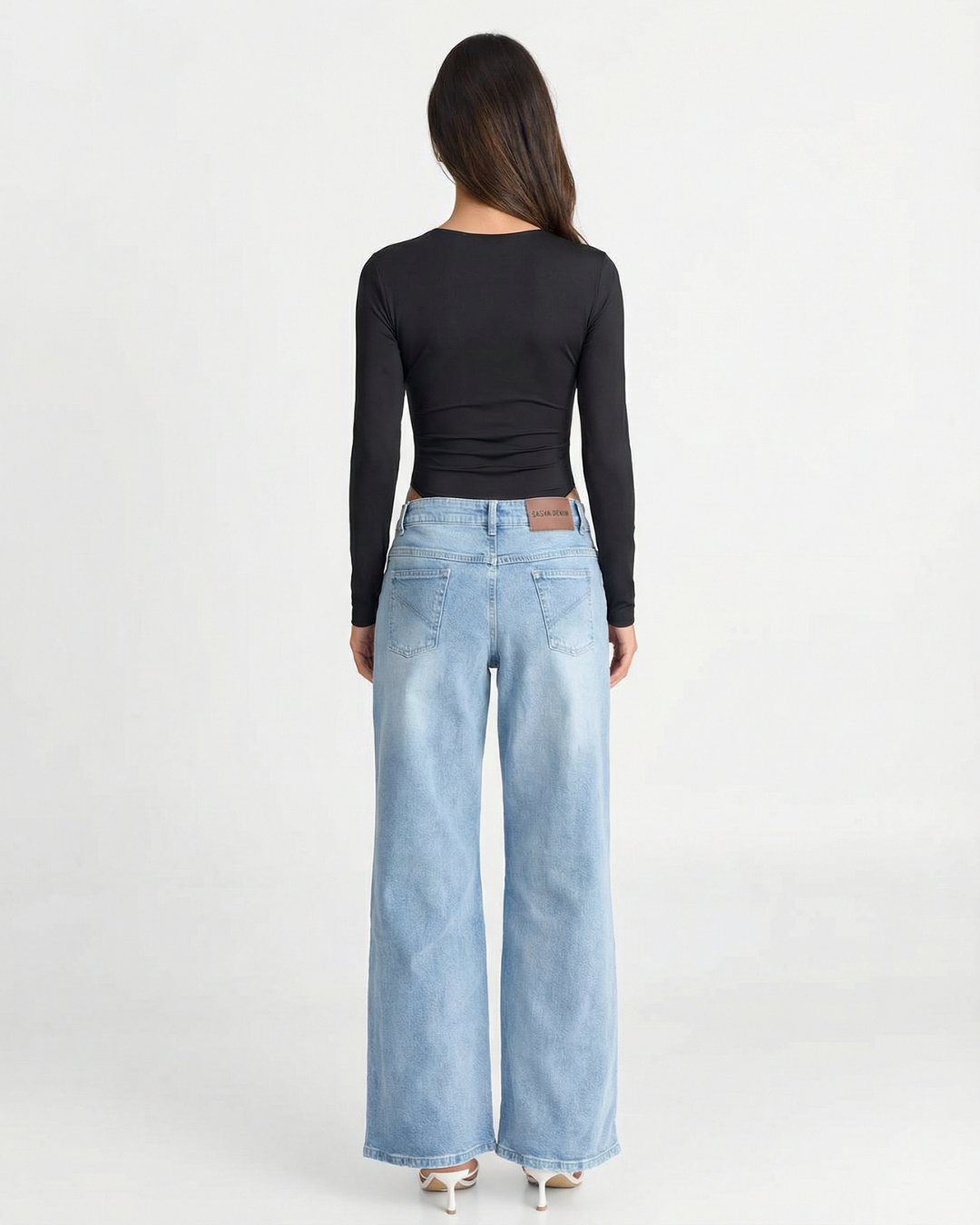 Stella | Casual Long Sleeve Bodysuit Black Crew Neck