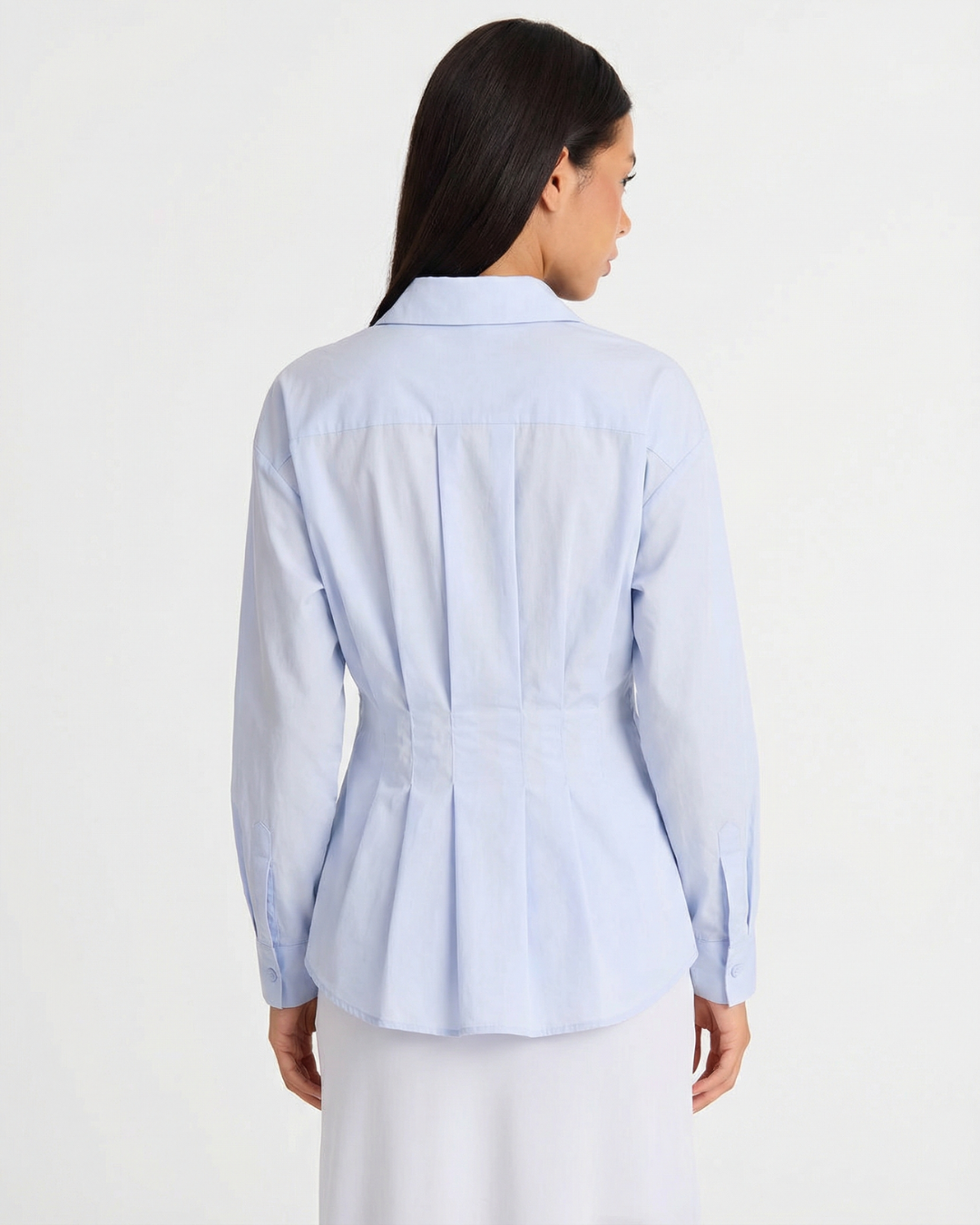 Alicia | Pleated Peplum Cotton Shirt
