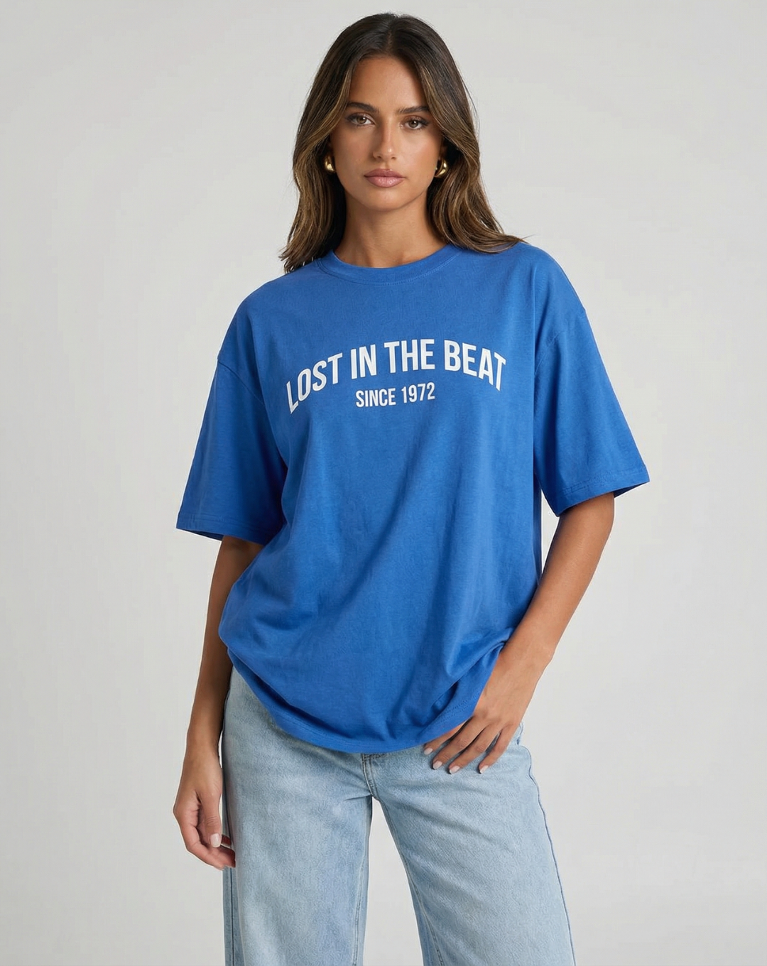 Remi | Casual Oversized Graphic T Shirt Blue