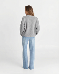 Chloe | Crew Neck Full Button Front Ribbed Trim Relaxed Cropped Knit Cardigan