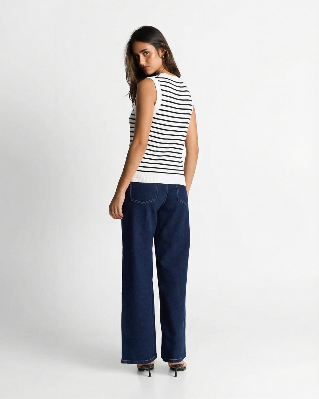 Natalia | Striped Ribbed Knit Cropped Tank Top