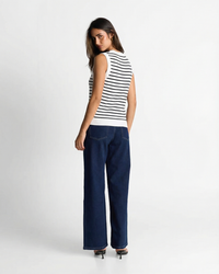 Natalia | Striped Ribbed Knit Cropped Tank Top