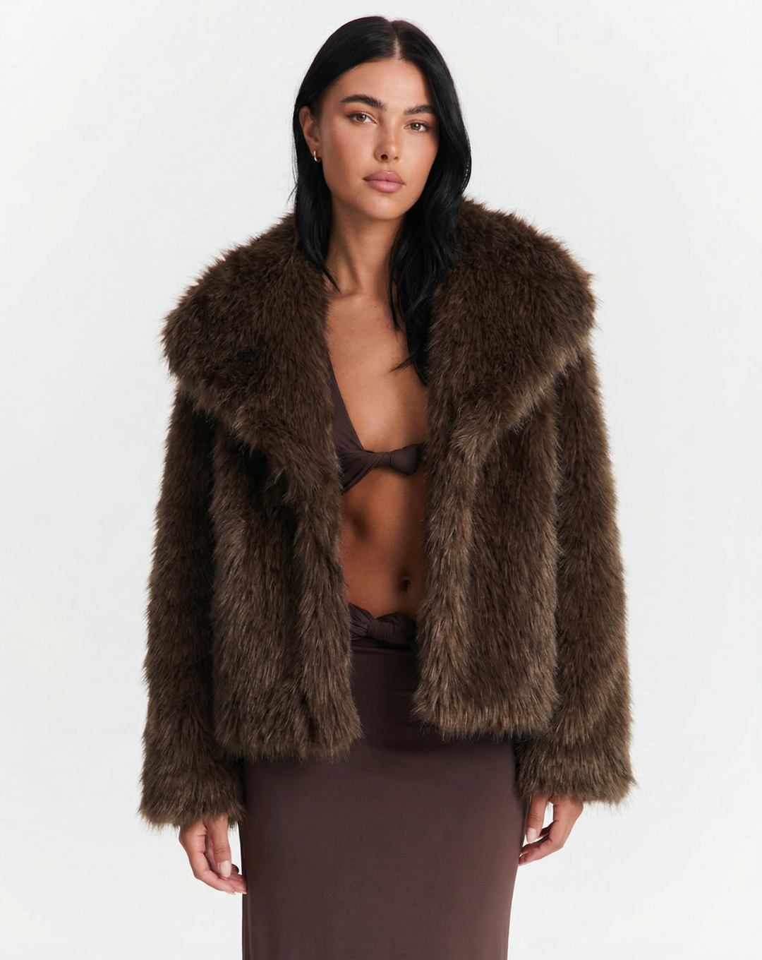 Jasmine | Oversized Lapel Faux Fur Jacket