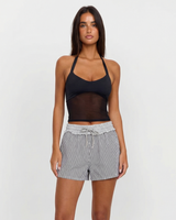 Stella | Striped Relaxed Drawstring Linen Shorts