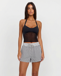 Stella | Striped Relaxed Drawstring Linen Shorts