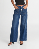 Gracie | High Waist Wide Leg Button Fly Jeans