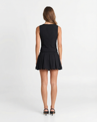 Thea | Pinstripe Waistcoat Pleated Mini Skirt Set