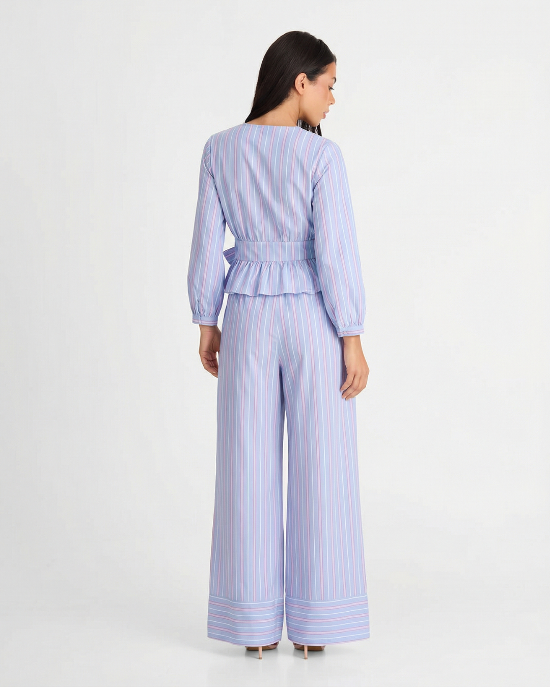 Romy | Striped Tie Front Wide Leg Co-ord Set