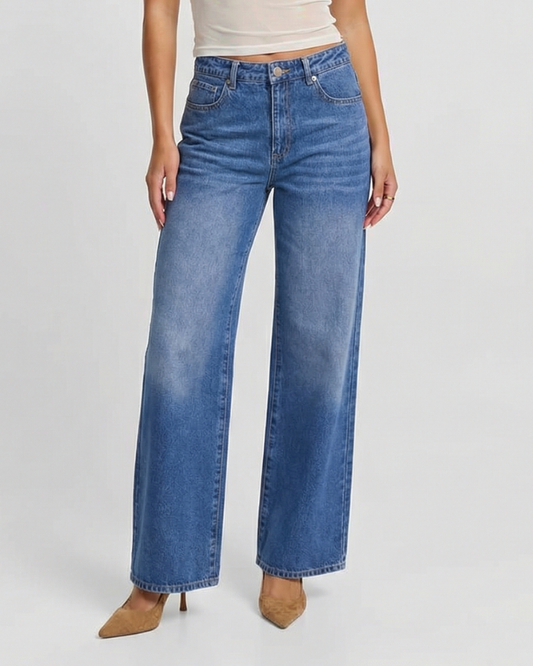 Lena | High Waisted Wide Leg Jeans Light Blue Denim