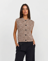 Faye | Textured Button-Front Cropped Knit Vest