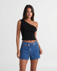 Marnie | Crossover High-Waist Denim Shorts