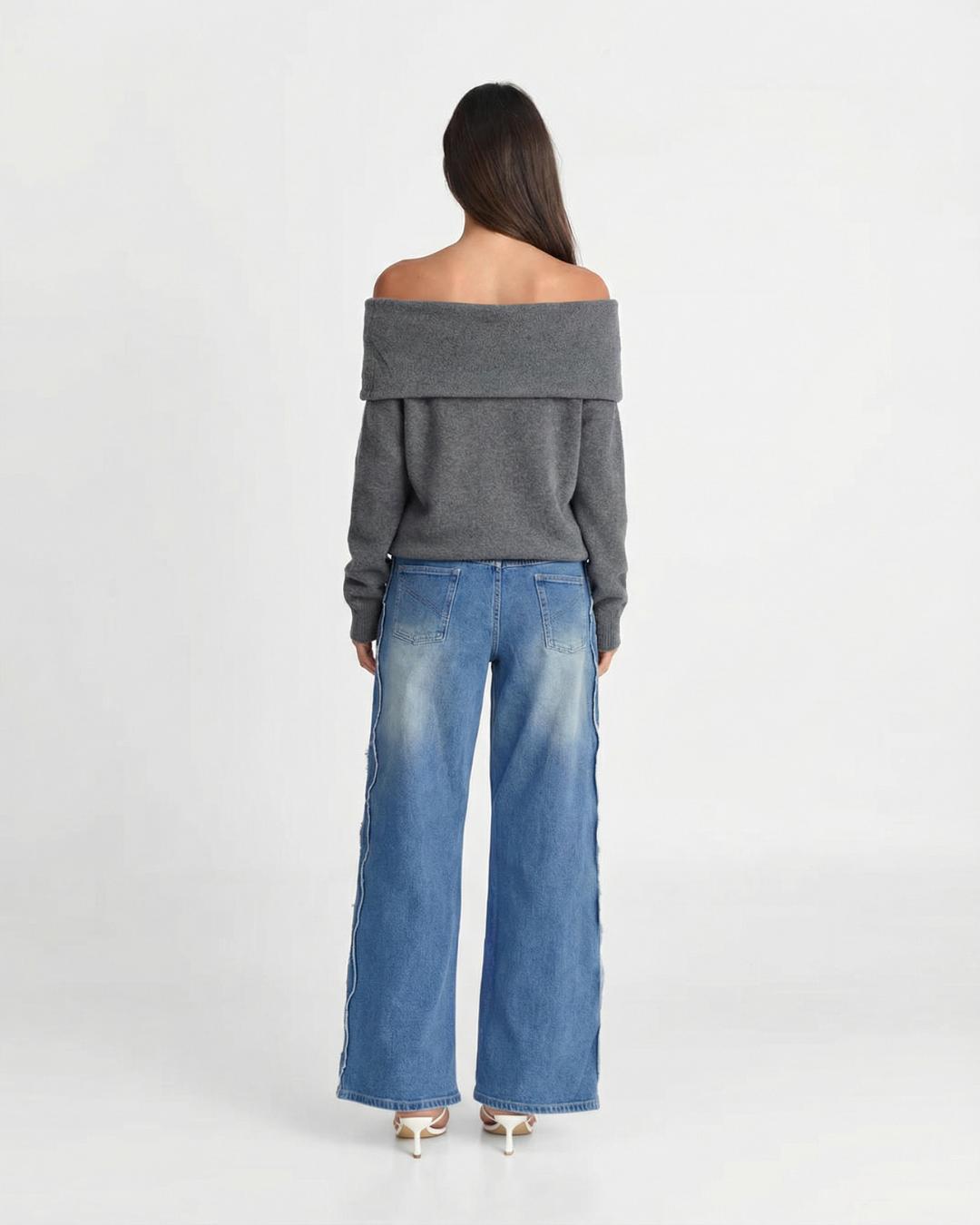Lola | Draped Off Shoulder Ring Hardware Soft Knit Top