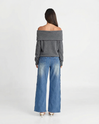 Lola | Draped Off Shoulder Ring Hardware Soft Knit Top