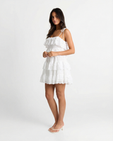 Allegra | Tiered Ruffle Broderie Trim Mini Dress