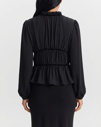 Anya | Ruffled Tie-Front Peplum Chiffon Blouse