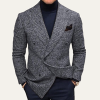 Mack | Slim Fit Double Breasted Houndstooth Tweed Blazer
