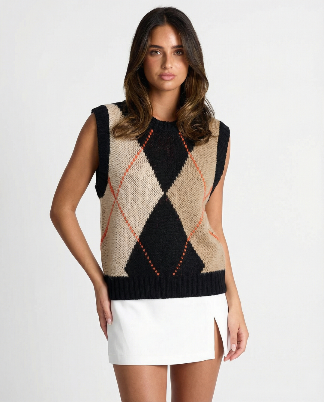Thea | Argyle Knit Vest