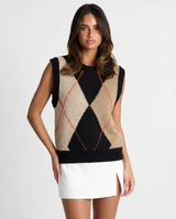 Thea | Argyle Knit Vest