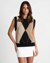 Thea | Argyle Knit Vest