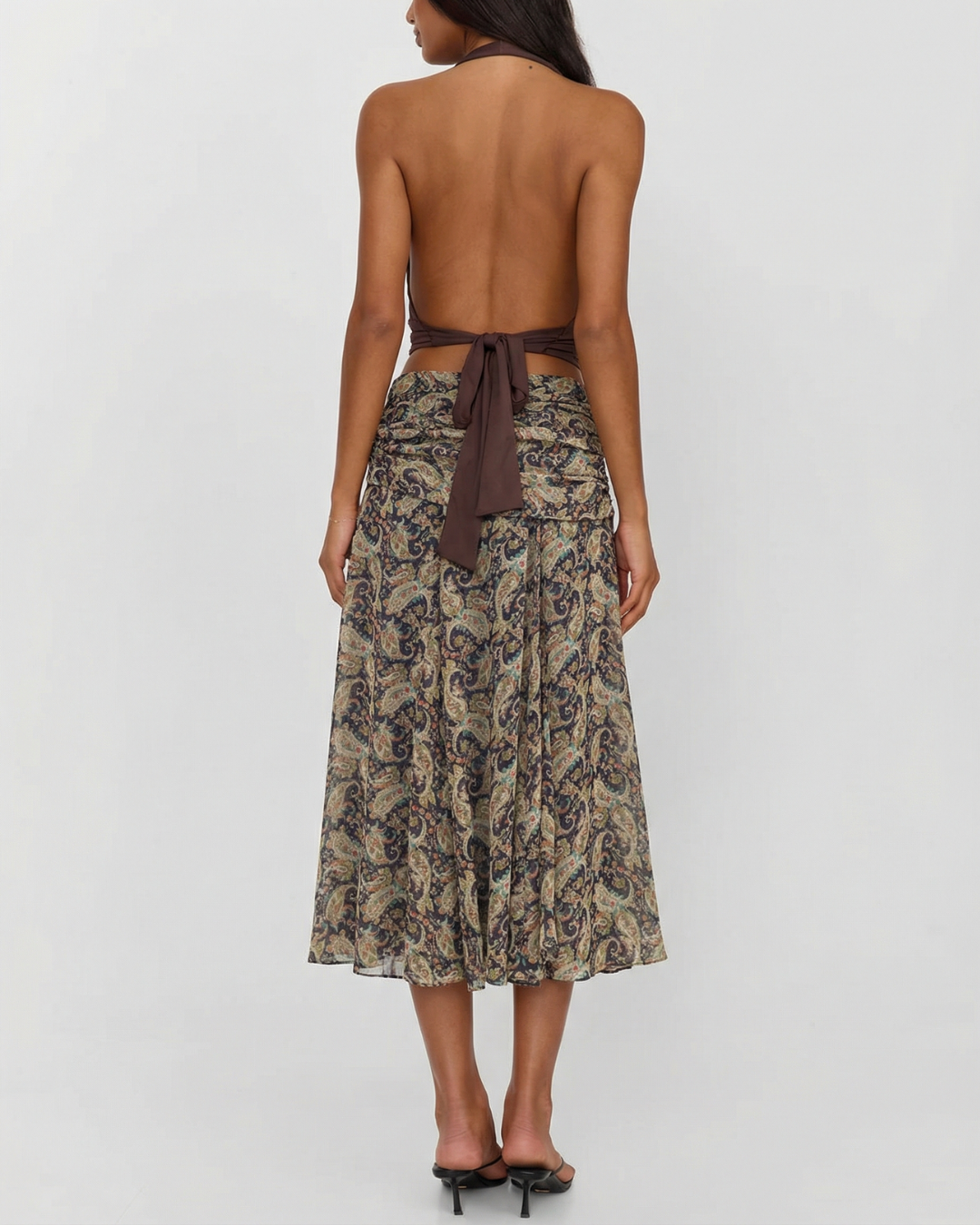 Olivia | Paisley Print Wrap Midi Skirt