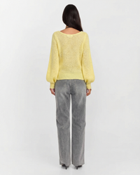 Maisie | Floral Embellishment Balloon Sleeve Scoop Neck Button Front Knit Cardigan