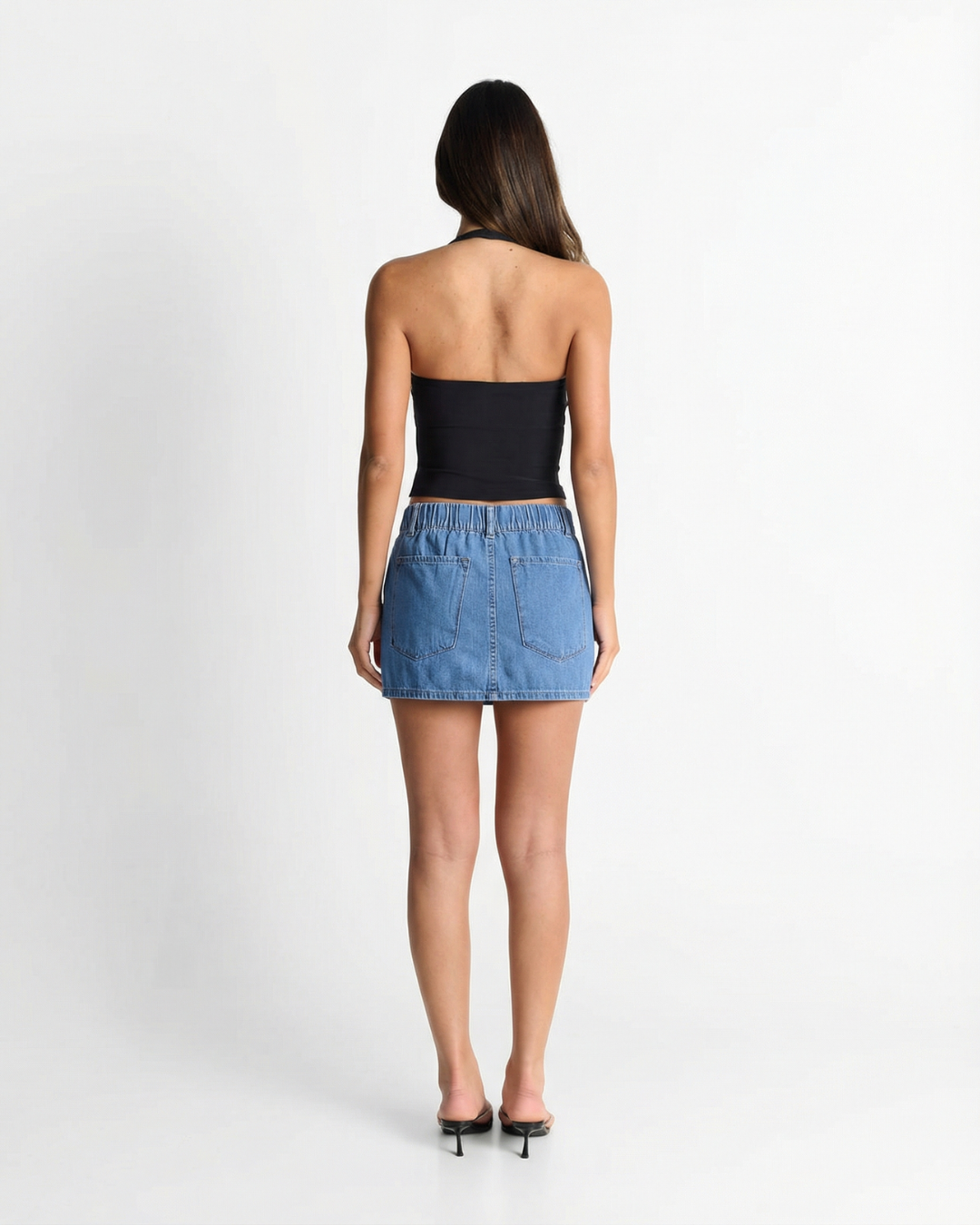 Emily | Drawstring Waist Denim Mini Skirt
