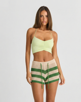 Holly | Striped Open-Knit Crochet Shorts with Drawstring Waist