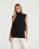 Lilah | Roll-Neck Tie-Side Longline Knit Vest