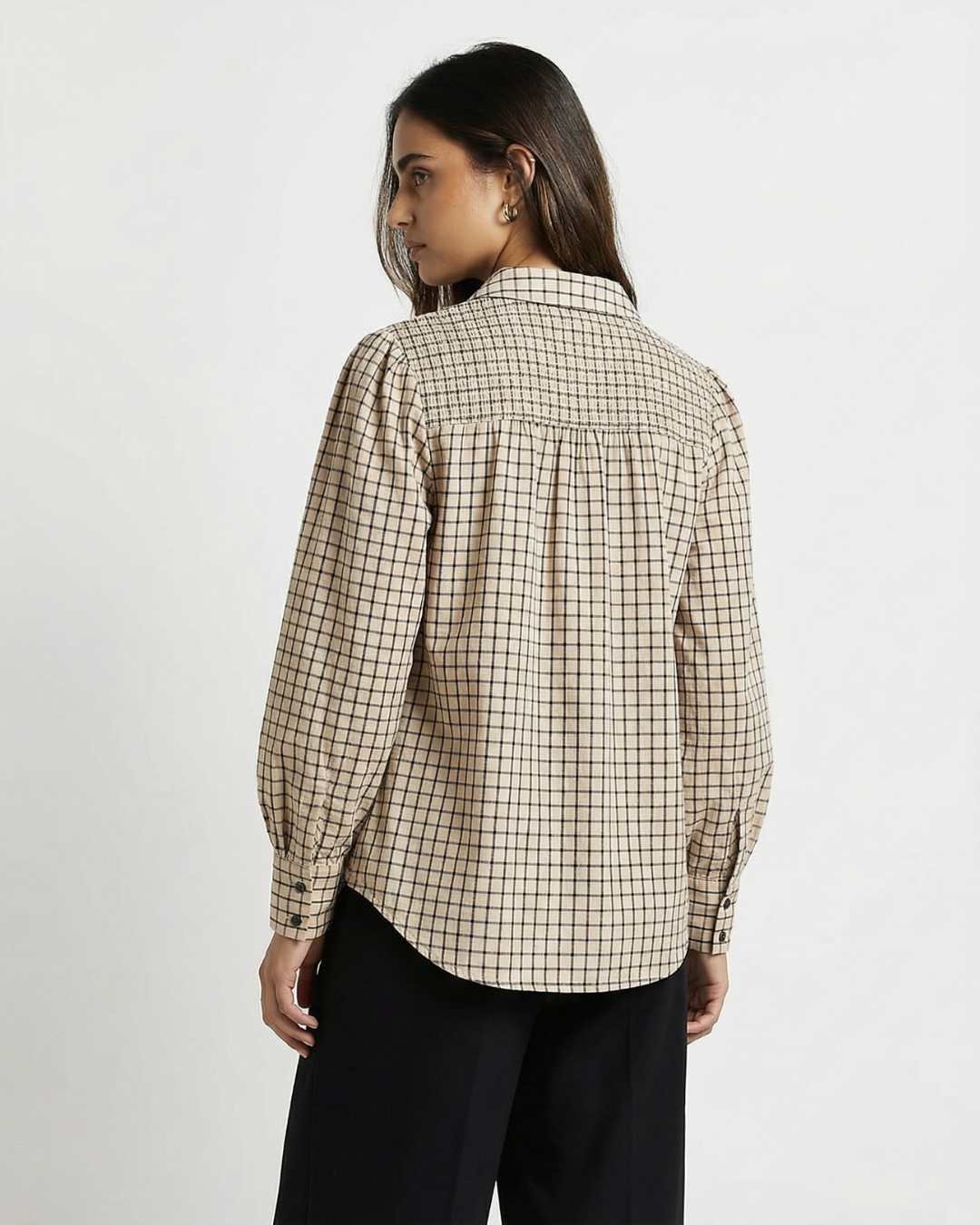 Ailsa | Puff Sleeve Check Blouse