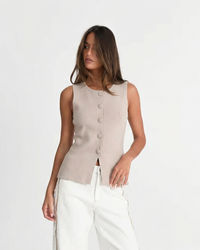Cara | Button-Front Tailored Sleeveless Vest Top