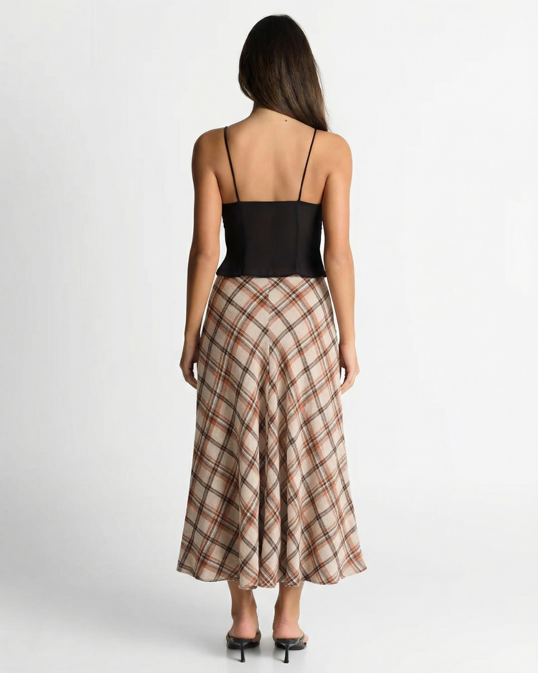 Bella | Diagonal Plaid A-Line Maxi Skirt