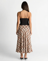 Bella | Diagonal Plaid A-Line Maxi Skirt