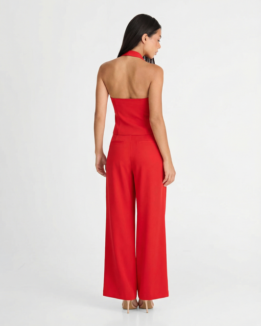 Ruby | Red Waistcoat & Wide Leg Co-ord