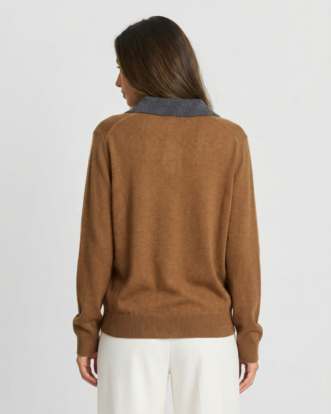 Millie | Brown Argyle Knit Polo Jumper