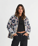 Jessica | Navy Floral Quilted Patchwork Jacket