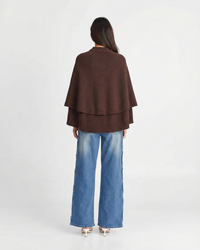 Eliza | Cape Sleeve Gold Button Ribbed Trim Relaxed Cropped Knit Cardigan