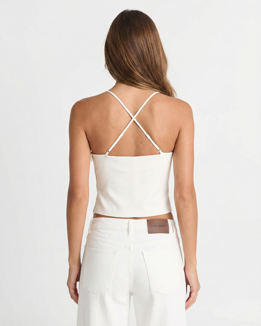Demi | Summer Ruched Crop Top Cami White