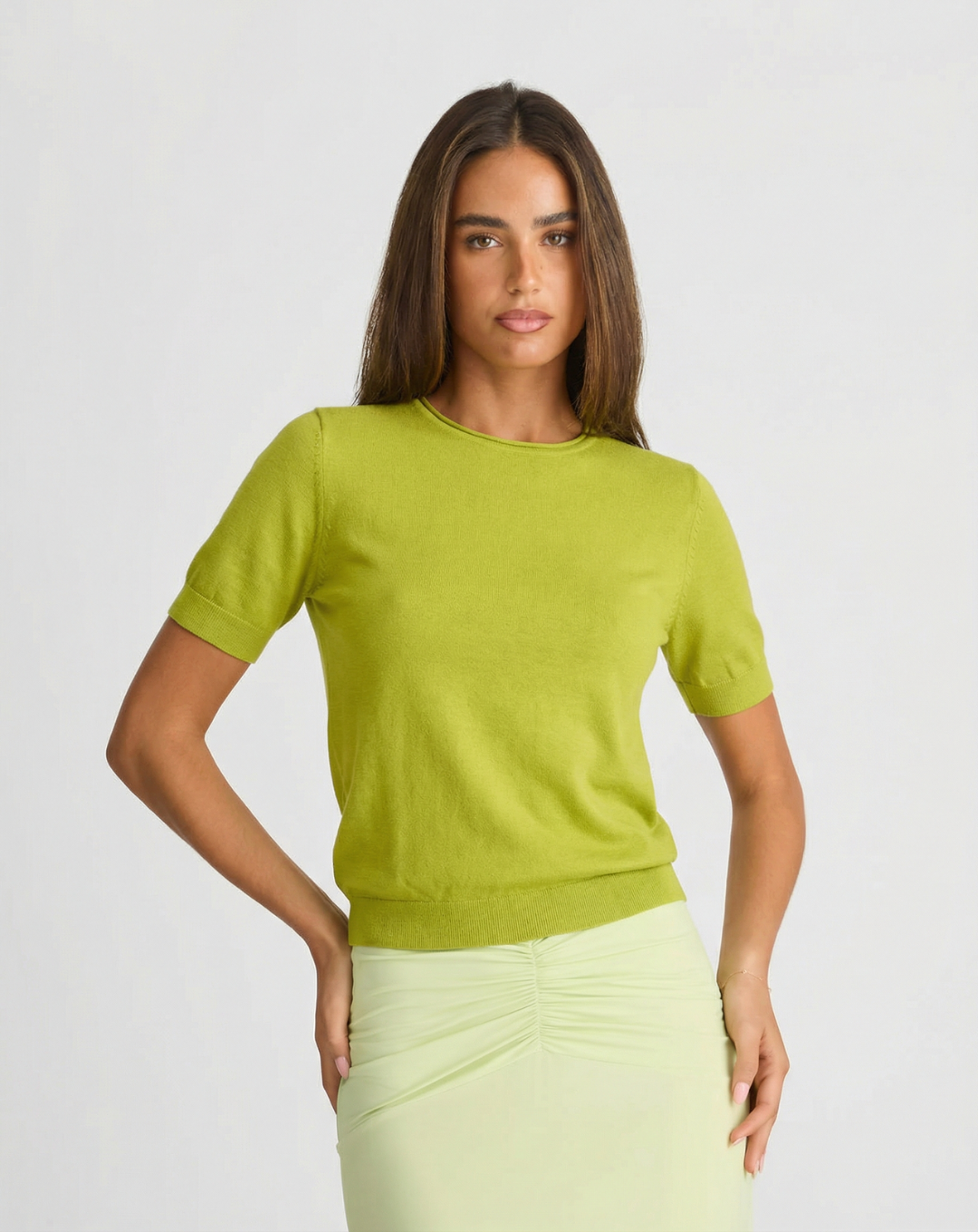 Xanthe | Short Sleeve Ribbed Knit Top