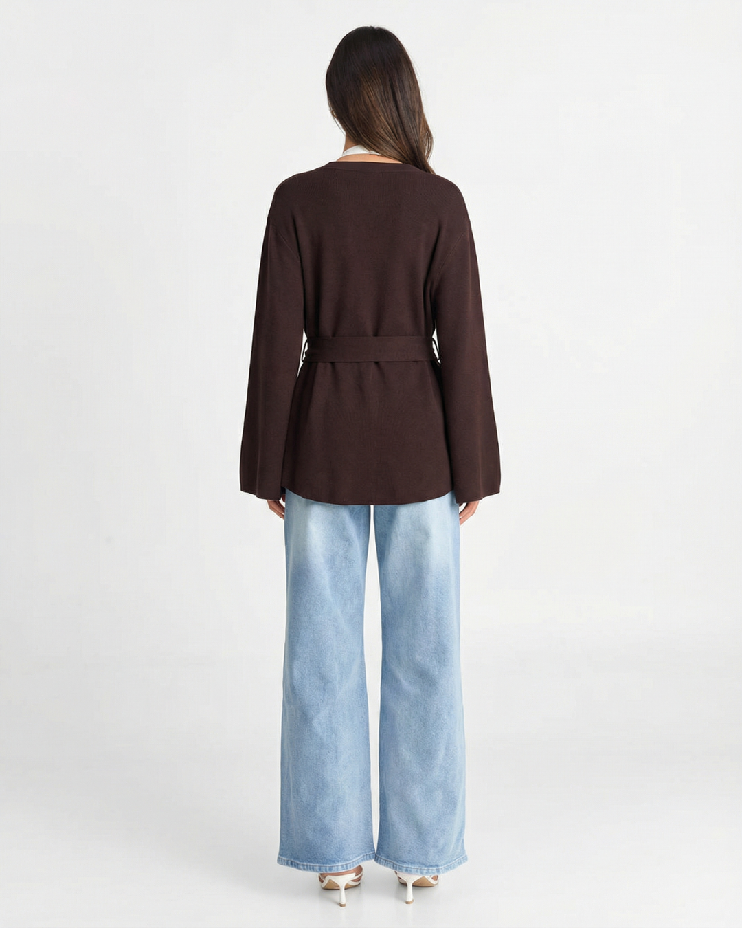 Lexi | V-Neck Self-Tie Belt Wide Sleeve Jersey Wrap Top